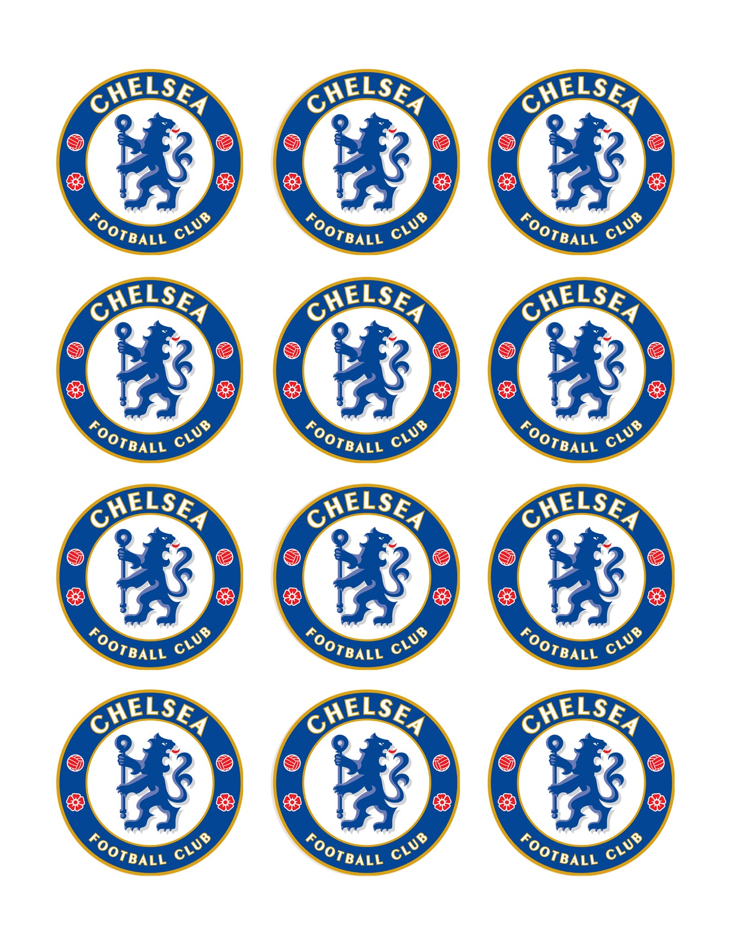 Chelsea Football Club - Edible Cake Topper, Cupcake Toppers, Strips