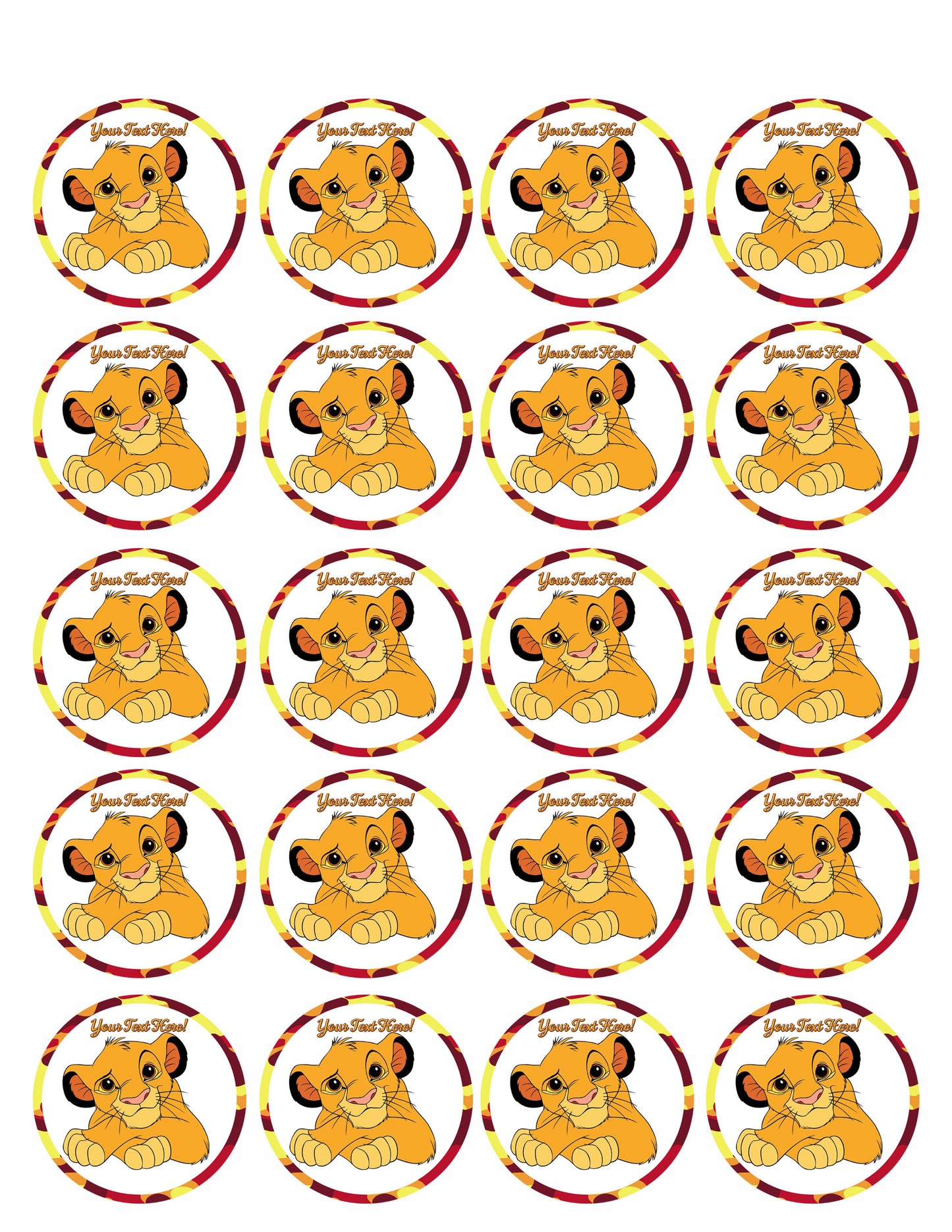 Cute Lion - Edible Cake Topper, Cupcake Toppers, Strips