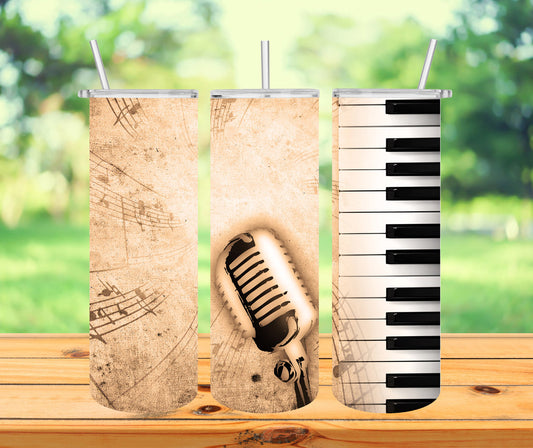 Dirty Music Tumbler with Lid and Straw, Insulated Skinny Tumbler, 20 oz Water Cup