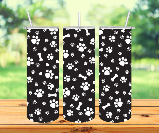 Dog Bone Tumbler with Lid and Straw, Insulated Skinny Tumbler, 20 oz Water Cup