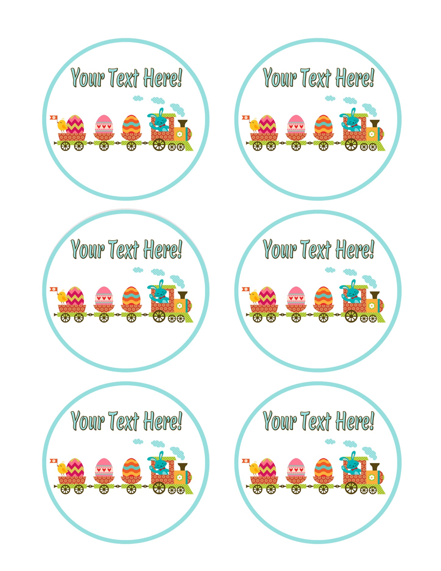 Easter Train - Edible Cake Topper, Cupcake Toppers, Strips