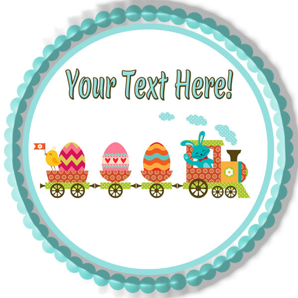 Easter Train - Edible Cake Topper, Cupcake Toppers, Strips