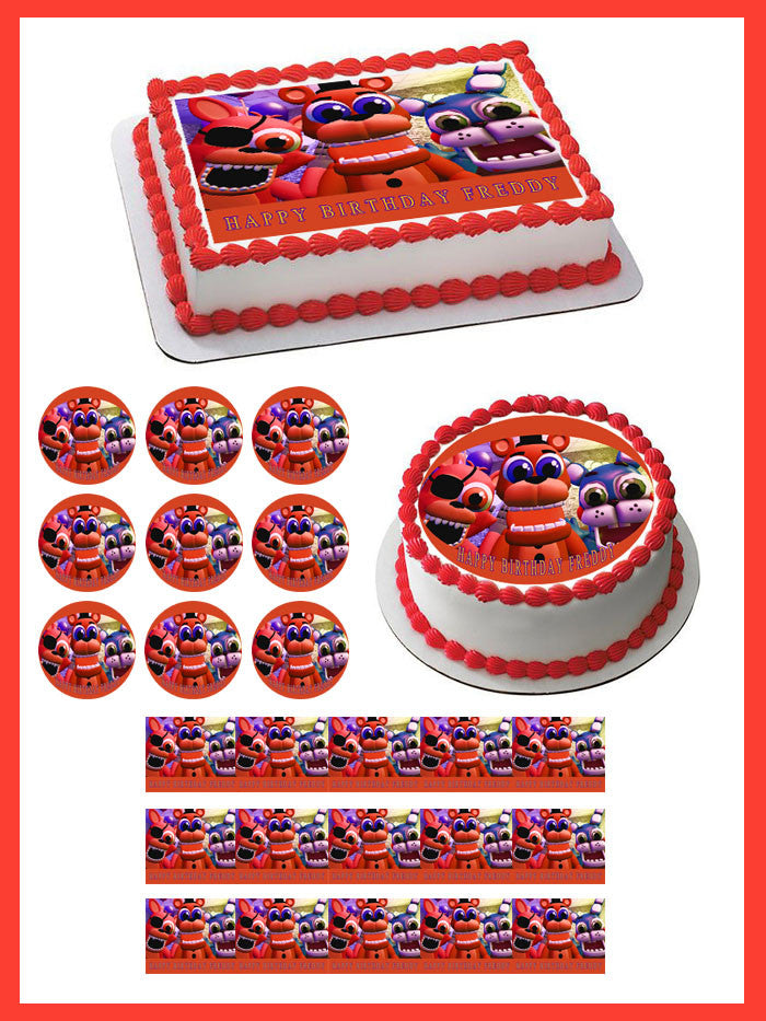 Fnaf World 4 Edible Birthday Cake Topper OR Cupcake Topper, Decor