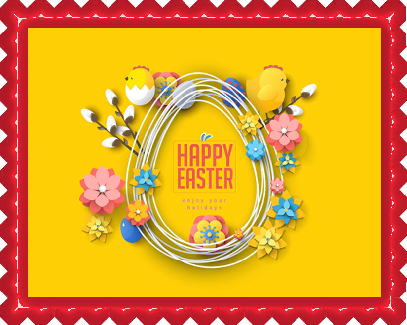 Happy Easter - Edible Cake Topper, Cupcake Toppers, Strips