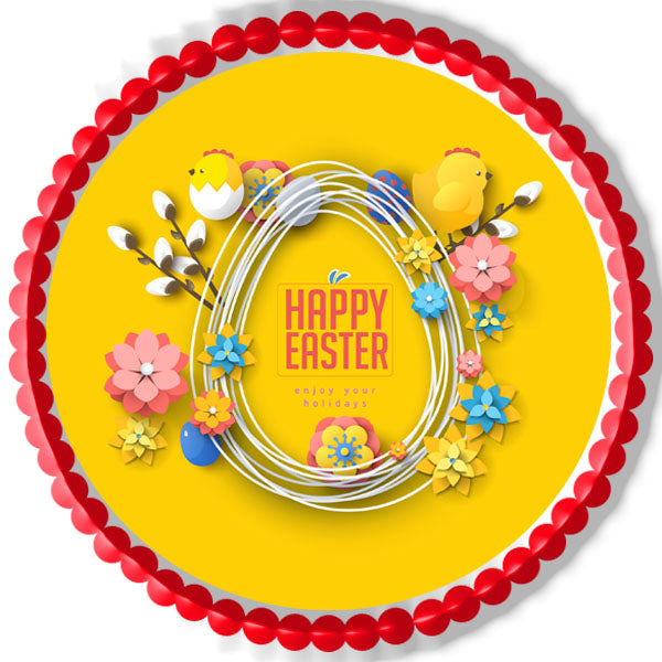 Happy Easter - Edible Cake Topper, Cupcake Toppers, Strips