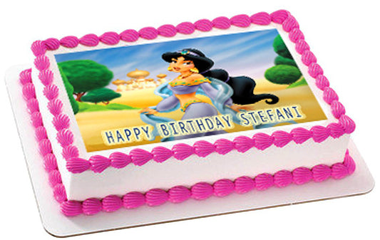 JASMINE Edible Birthday Cake Topper OR Cupcake Topper, Decor - Edible Prints On Cake (Edible Cake &Cupcake Topper)