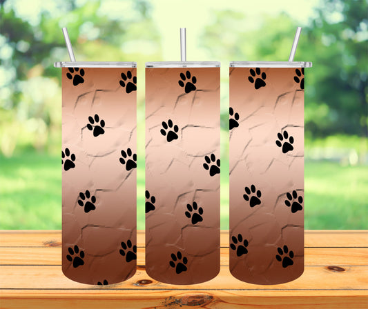 Paw print Tumbler with Lid and Straw, Insulated Skinny Tumbler, 20 oz Water Cup