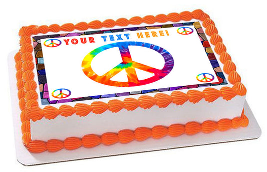 Peace Sign - Edible Cake Topper, Cupcake Toppers, Strips