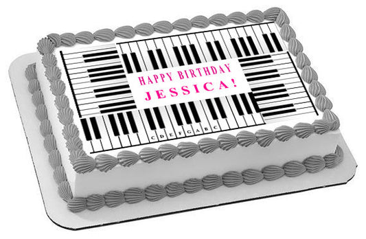 Piano Keys Edible Birthday Cake Topper OR Cupcake Topper, Decor - Edible Prints On Cake (Edible Cake &Cupcake Topper)
