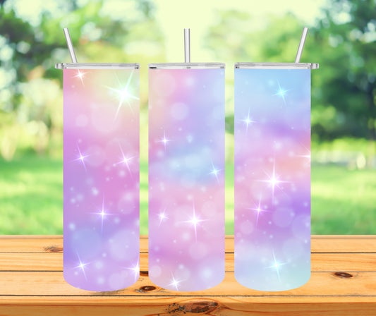 Rainbow Sky Tumbler with Lid and Straw, Insulated Skinny Tumbler, 20 oz Water Cup
