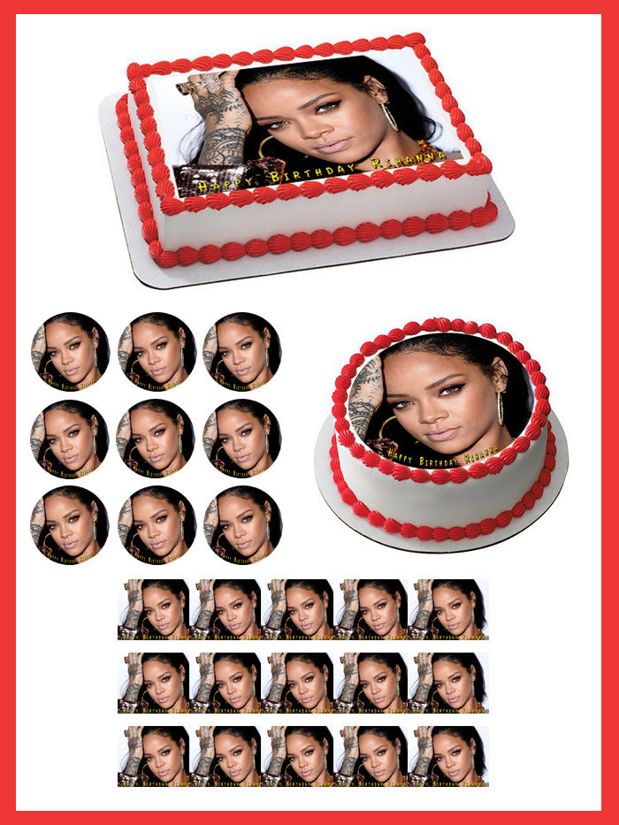 Rihanna 1 Edible Birthday Cake Topper OR Cupcake Topper, Decor - Edible Prints On Cake (Edible Cake &Cupcake Topper)