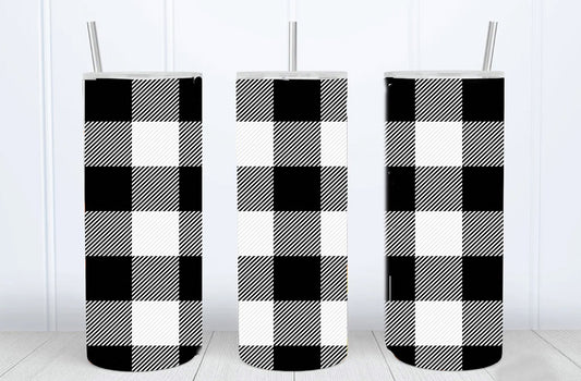 Scottish Cage Black and White Tumbler with Lid and Straw, Insulated Skinny Tumbler, 20 oz Water Cup