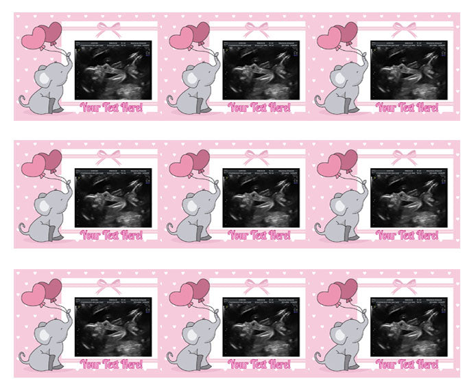 Ultrasound Pink - Edible Cake Toppers, With Custom Sonogram Pictures - Edible Cake Topper, Cupcake Toppers, Strips