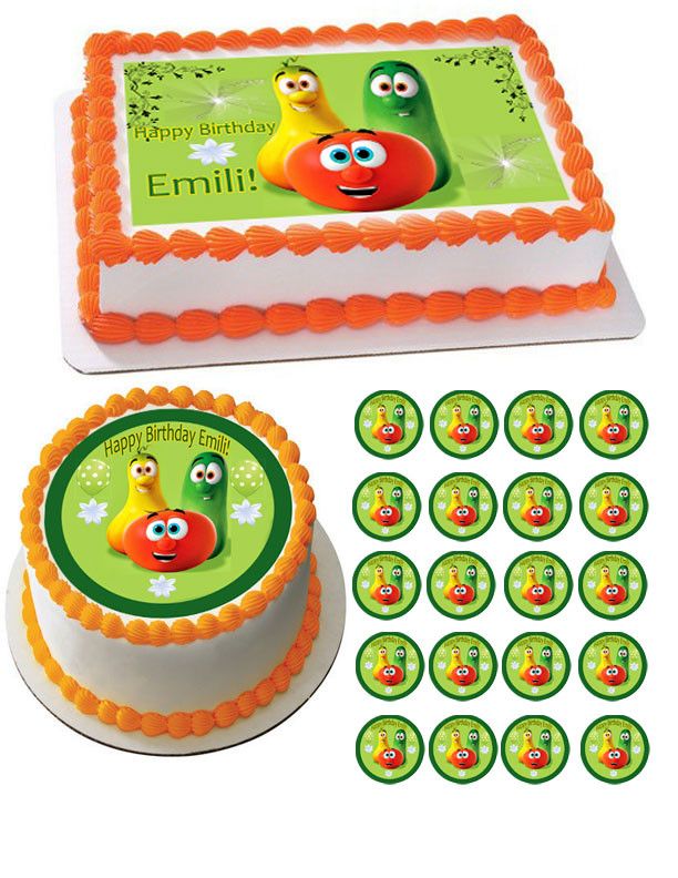 VEGGIE TALES Characters (Nr5) - Edible Cake Topper OR Cupcake Topper, Decor