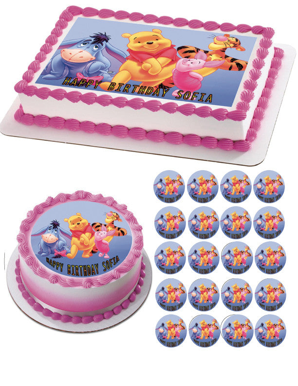 Winnie Pooh (Nr2) - Edible Cake Topper OR Cupcake Topper, Decor