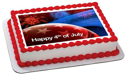 4th of July (Nr2) - Edible Cake Topper, Cupcake Toppers, Strips