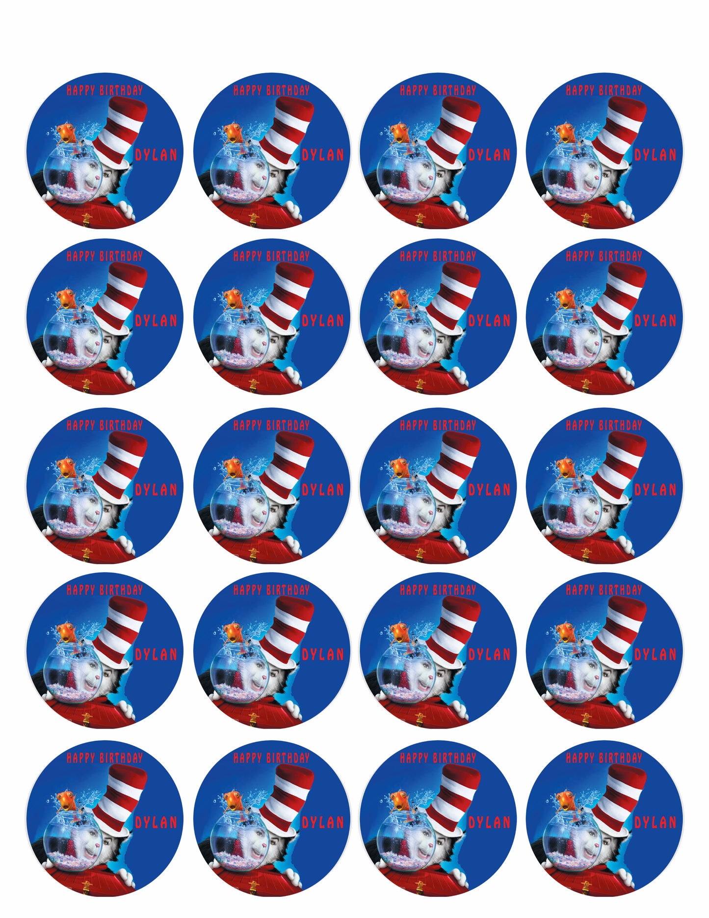 Cat in the Hat - Edible Cake Topper, Cupcake Toppers, Strips