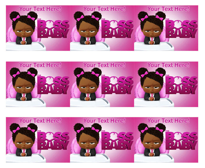 African American Boss Baby Girl - Edible Cake Topper, Cupcake Toppers, Strips
