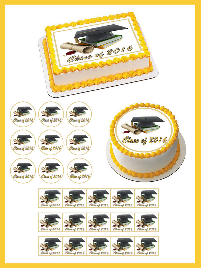 Graduation 2 Edible Birthday Cake Topper OR Cupcake Topper, Decor - Edible Prints On Cake (Edible Cake &Cupcake Topper)