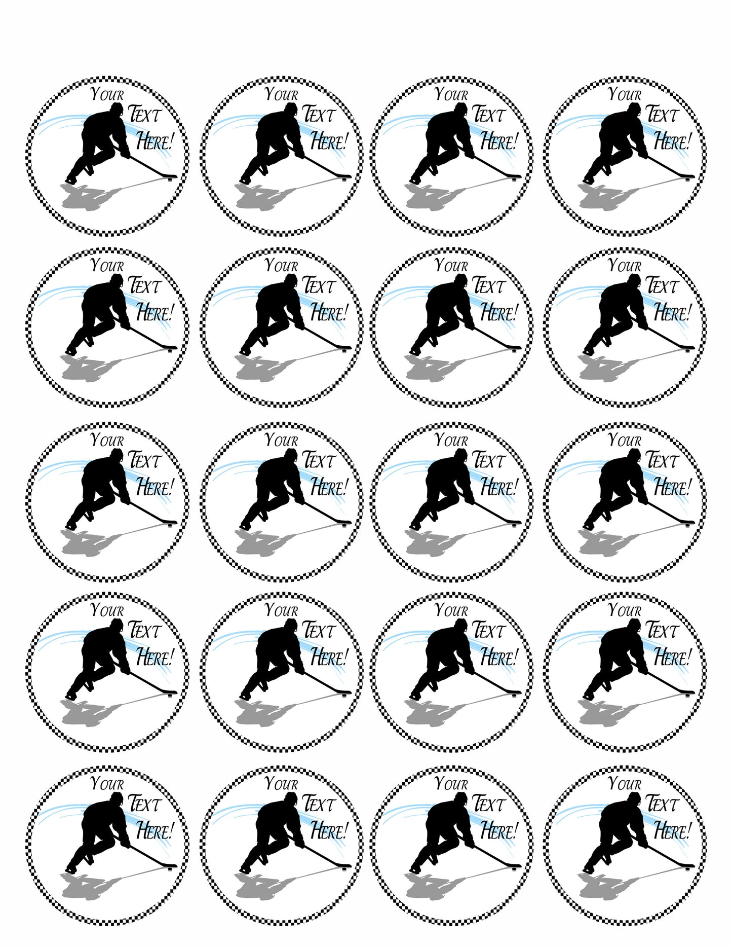 Hockey Player (Nr2) - Edible Cake Topper, Cupcake Toppers, Strips