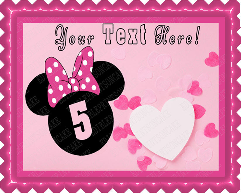 Pink Minnie Mouse Inspired - Edible Cake Topper, Cupcake Toppers, Strips
