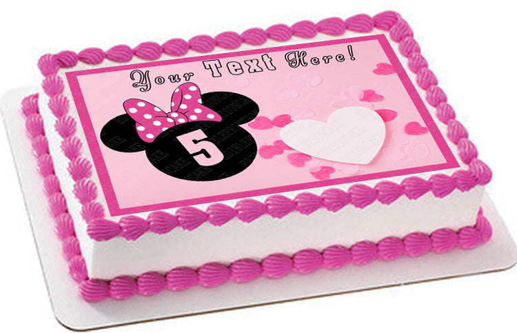 Pink Minnie Mouse Inspired - Edible Cake Topper, Cupcake Toppers, Strips