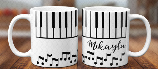 Piano keyboard with music notes Mug, Birthday Gift, Custom Mug Gift for Mom, Anniversary Gift for Her/Him, Valentine's day gifts