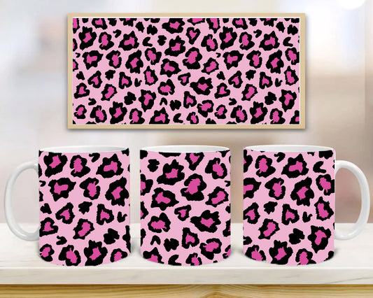 Pink and Black Leopard Mug, Birthday Gift, Custom Mug Gift for Mom, Anniversary Gift for Her/Him, Valentine's day gifts