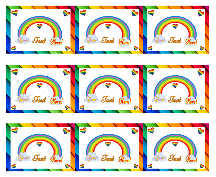 Rainbow Theme - Edible Cake Topper, Cupcake Toppers, Strips
