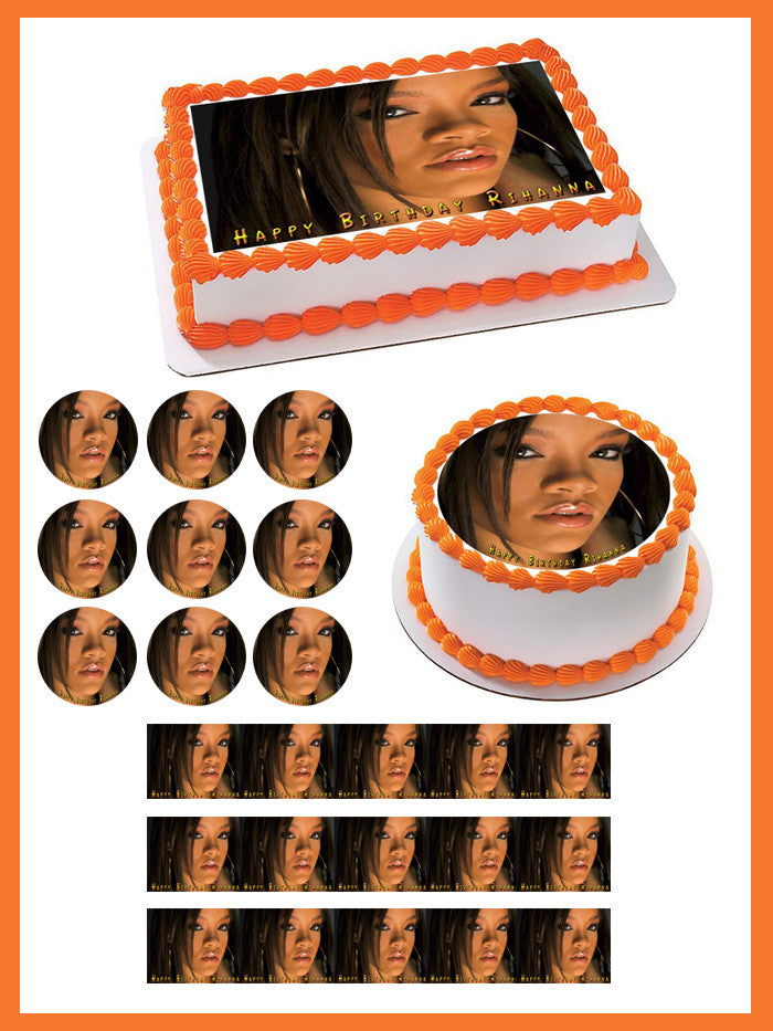 Rihanna 3 Edible Birthday Cake Topper OR Cupcake Topper, Decor - Edible Prints On Cake (Edible Cake &Cupcake Topper)