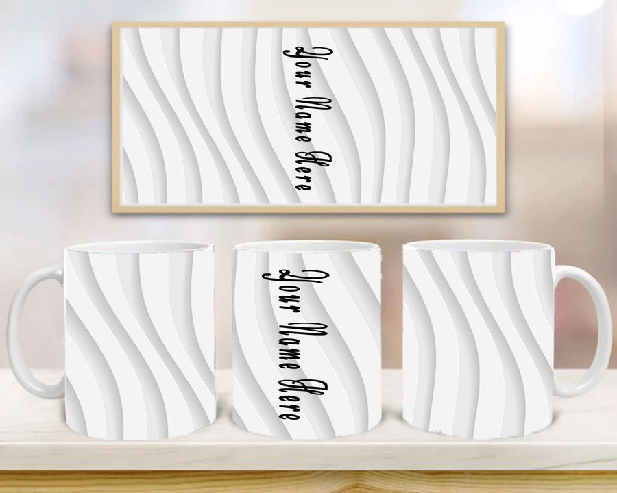 White Geometric With Personalized Name Mugs, Coffee Mug, Birthday Gift, Custom Mug Gift for Mom, Anniversary Gift for Her/Him, Valentine's day gifts