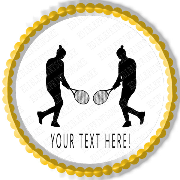 Woman tennis player silhouette - Edible Cake Topper, Cupcake Toppers, Strips
